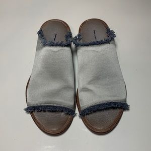SOLD Free People Riley Blue Satin Slip on Slides Size 38